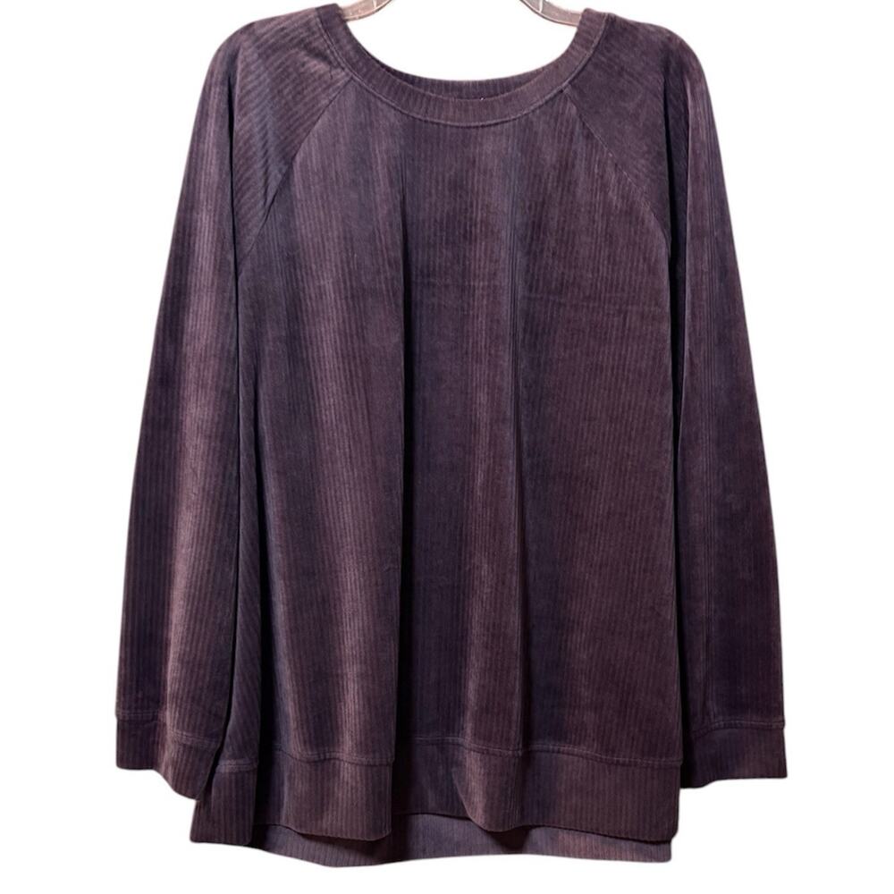 LIVI Lane Bryant Purple Ribbed Velour Sweatshirt Size 18/20